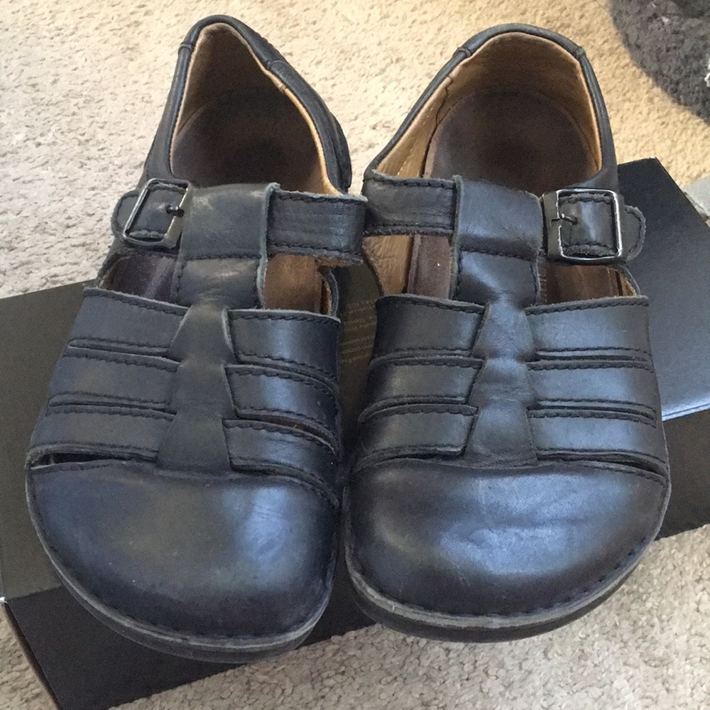 Black Leather Birkenstock Fisherman Sandals